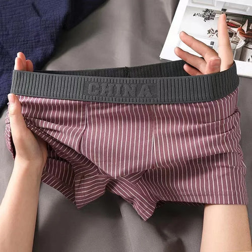 1Pcs Boxer Shorts Men's Underwear Sexy Panties Cotton Striped Man